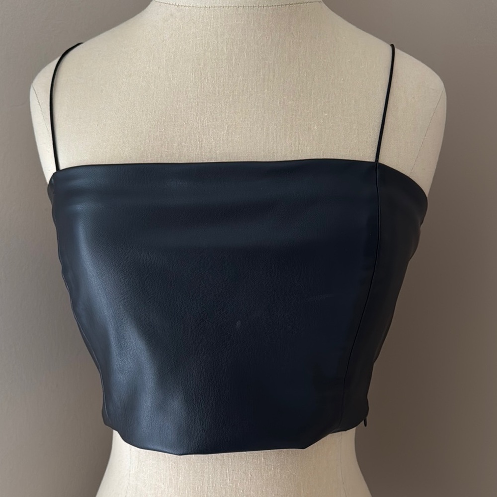 Black Leather Crop Top